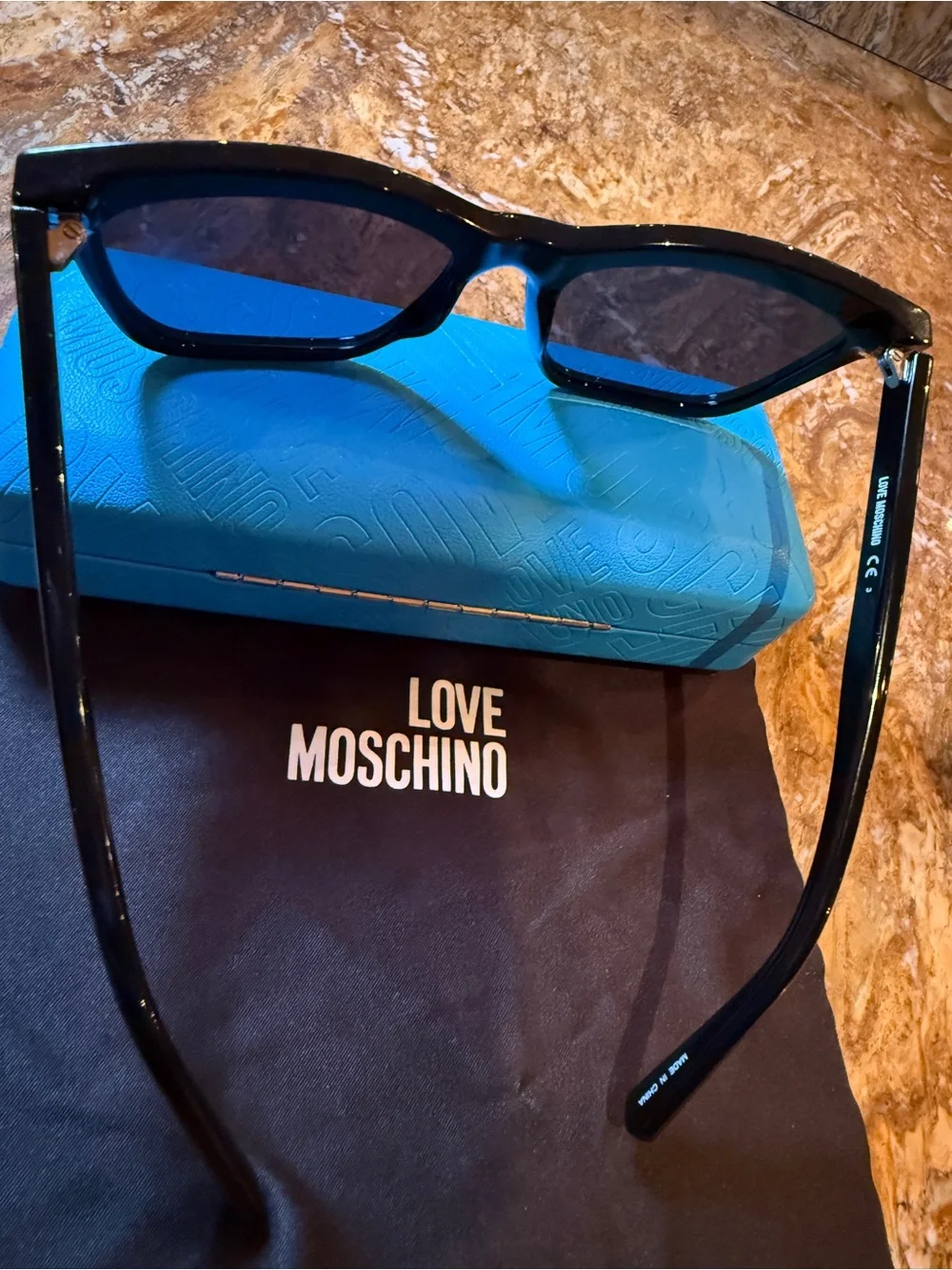 Love Moschino Black Sunglasses with Blue Case and Pouch